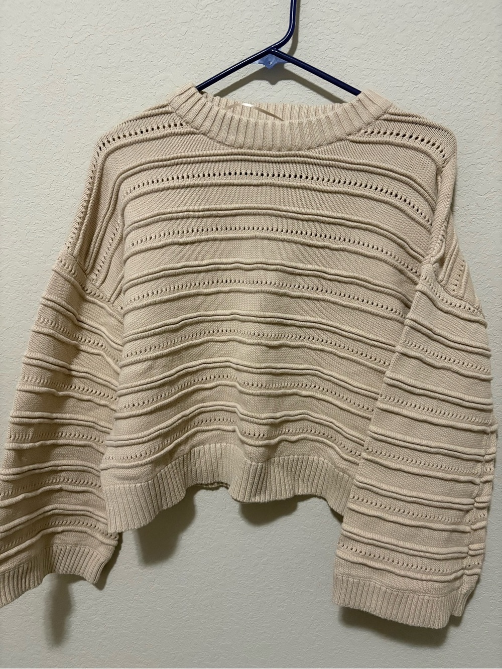 Rip Curl Beige Open-Knit Crewneck Sweater